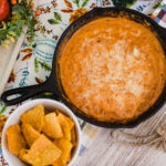 This Veggie Chorizo Queso Dip is the Perfect Appetizer for Watching Football. It's an easy game day appetizer that's vegetarian and a simple chorizo queso recipe. Get the full details on the blog kirstenturk.com